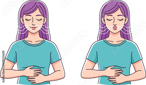 Woman practicing deep breathing exercises for relaxation and mindfulness.