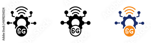 6G Technology Icon Collection Glyph & Mixed Style 