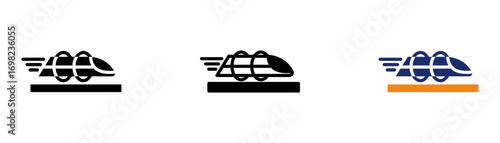 Hyperloop Transport Icon Collection Glyph & Mixed Style 