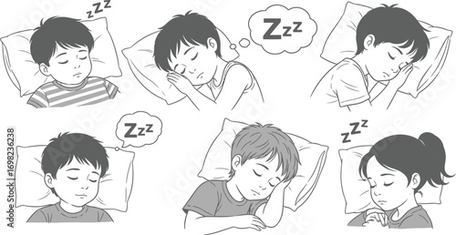 Children peacefully sleeping in comfortable beds, dreaming sweet dreams