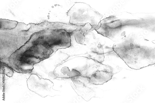 Abstract Ink Wash Texture, Monochrome Watercolor Background, Grungy Fluid Art Overlay