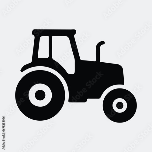 Agricultural machinery icon representing a tractor a powerful farm vehicle Silhouette vector illustration