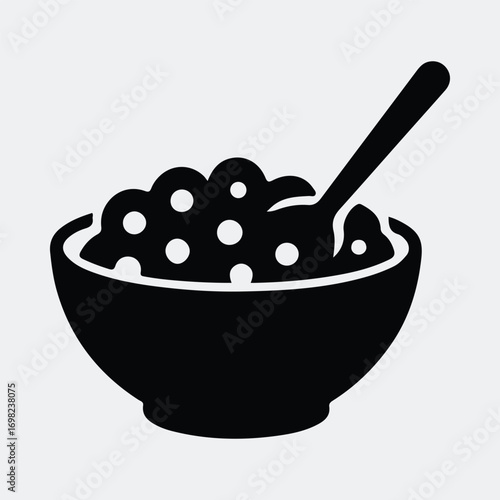 Bowl of cereal with spoon simple and clean food silhouette vector illustration