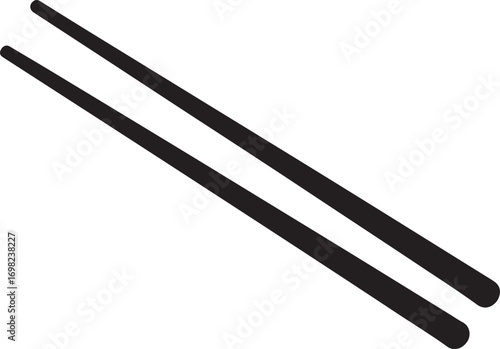 Chopsticks silhouette vector illustration for kitchen, dining, and Asian cuisine designs.