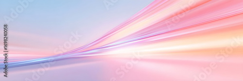 Abstract background of futuristic light trails in motion. Dynamic flowing lines in soft pastel colors. Concept of speed, energy, and technology
