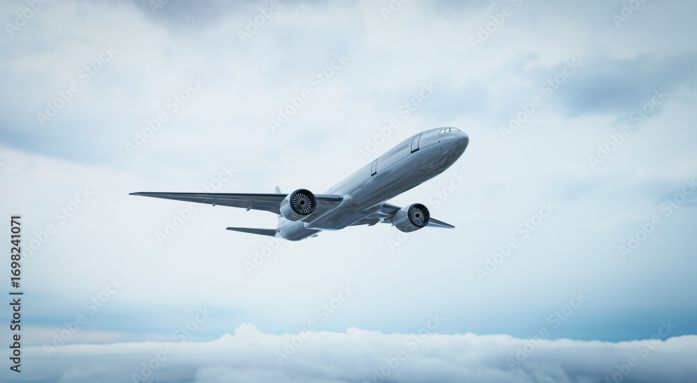 Fototapeta premium 3d render of airplane in the sky