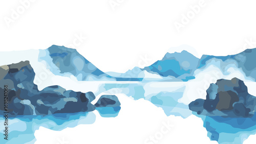Blue Lagoon. Blue Lagoon watercolor vector illustration