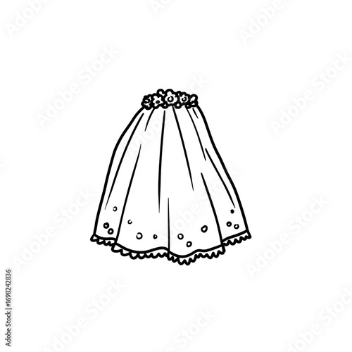 Lace wedding veil with floral design and decorative details  