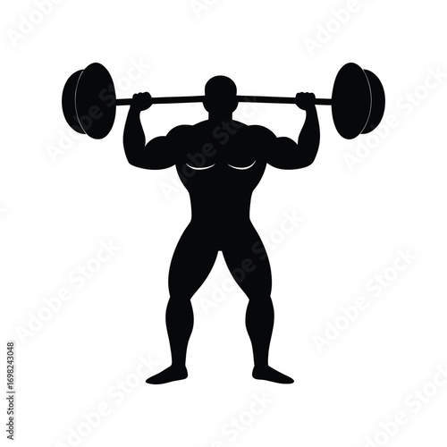 Powerful Silhouette of a Weightlifter Strength, Fitness, and Muscle Power