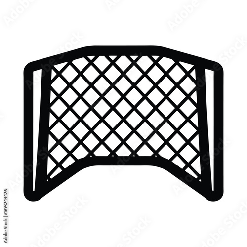 Simple black and white illustration of a soccer goal, perfect for sports designs and educational resources, depicting the equipment needed for competitive team play