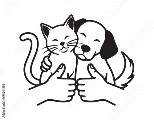 simple minimal silhouette of a domestic cat and dog.