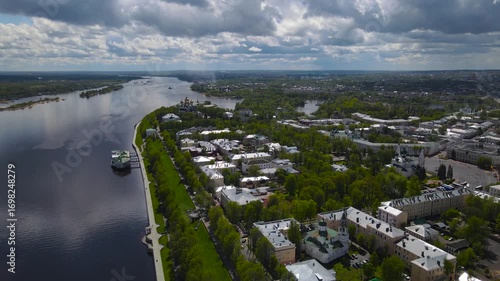The picturesque embankment of Yaroslavl. The Volga River. 
