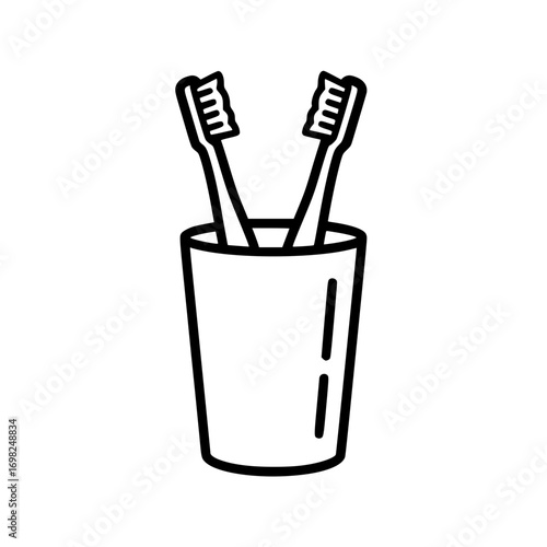 Toothbrush Cup Bathroom Outline Illustration