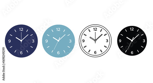 Set of simple modern wall clock vector illustration icons