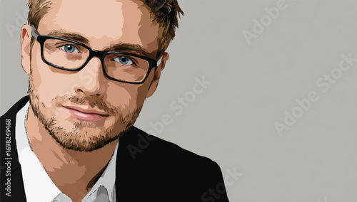 Stylish Man with Glasses in Suit Portrait with Clean Background for Corporate Use or Personal Branding Projects