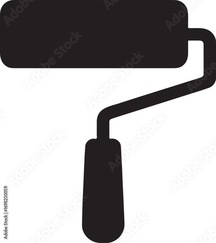 Paint roller silhouette icon, painting tool, home improvement, and decoration EPS vector.