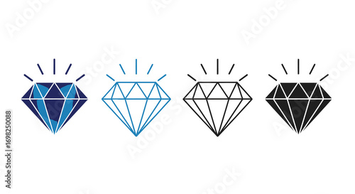 Set of sparkling diamond vector illustration icon symbols