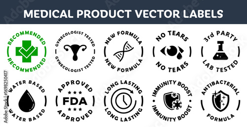 Sanitizer or medical product vector labels collection.