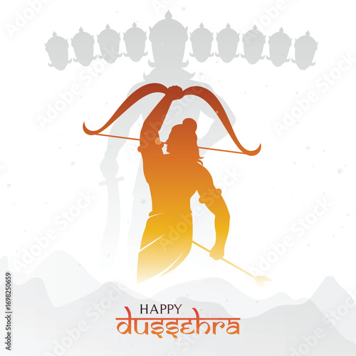 Indian Festival Dussehra Lord Rama Killing Ravana Silhouette Design