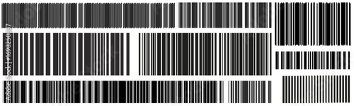 Stripe gradients. Black and white vertical stripe textures with optical motion, vibration and depth effects.  Vector set 
