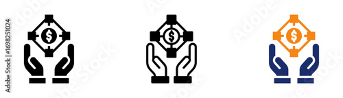 Blockchain Funding Icon Collection Glyph & Mixed Style 