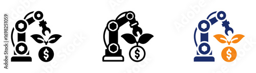 Robotics Investment Icon Collection Glyph & Mixed Style 