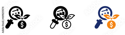 Data Analytics Investment Icon Collection Glyph & Mixed Style 