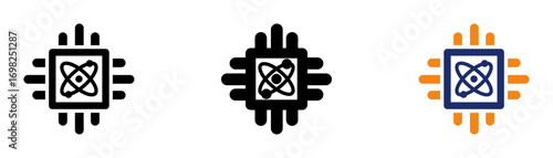 Quantum Computing Icon Collection Glyph & Mixed Style 