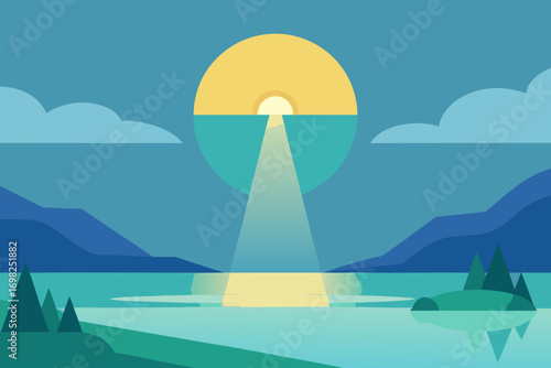 Gentle Light Across the Lake Vector Illustration
