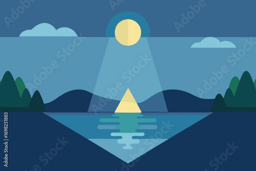 Gentle Light Across the Lake Vector Illustration
