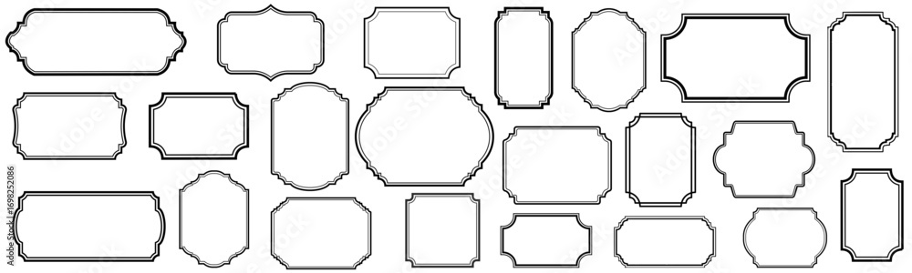 Vintage line frames. Simple rectangle art deco border frame vector set 