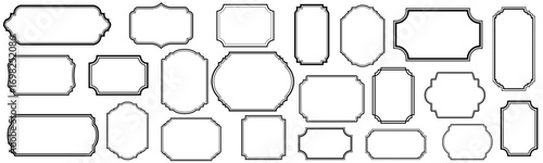 Vintage line frames. Simple rectangle art deco border frame vector set 