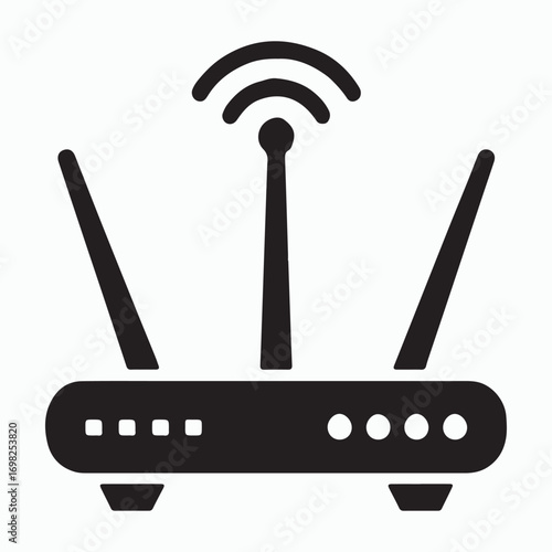 Broadband router with antennas solid graphic