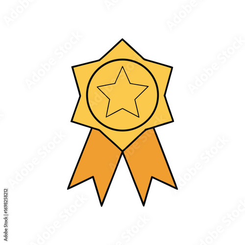 Gold Star Shaped Medal with Pink Ribbon Award