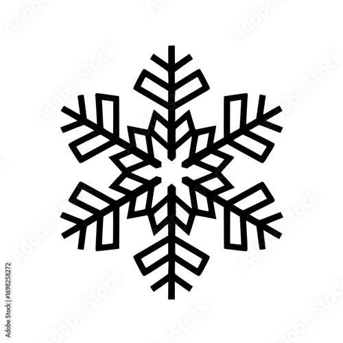 Bold black snowflake icon design for winter celebrations Christmas themes and cold weather promotions