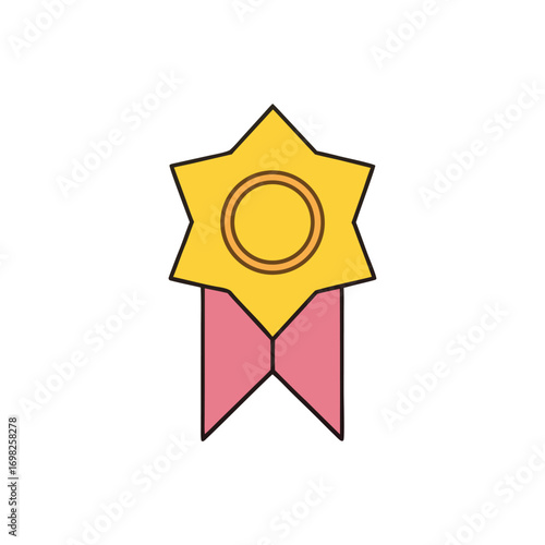 Shiny Gold Medal with Pink Ribbon Achievement Icon