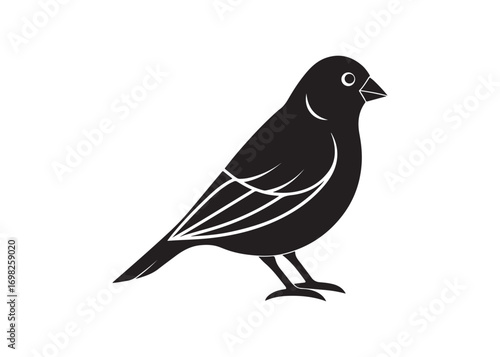 Canary bird silhouette vector design, exotic songbird illustration for nature and pet themes.