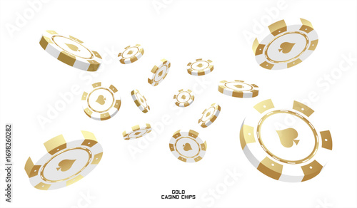 3d casino chips or flying realistic tokens for gambling, entertainment house volumetric blank or empty cash for roulette or poker, blackjack. Gamble and winner, risk and luck, vector 10 eps.