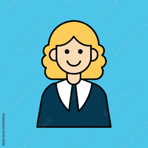 Smiling Judge Character Court Gavel Illustration