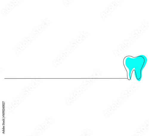 Continuous Single Line Drawing of dental care, Minimalist Dental and Oral Hygiene Illustration, Simple Monoline Vector Icon of Healthy Teeth on White Background for Dentist and Clinic Design