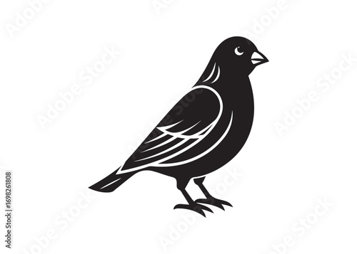 Black silhouette of a canary bird isolated on white background vector illustration.