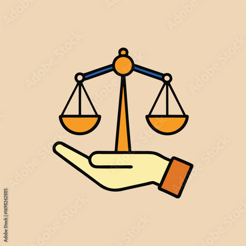 Hand Holding Scales of Justice Icon