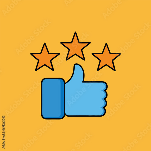 Thumbs Up Hand with Five Stars Floating