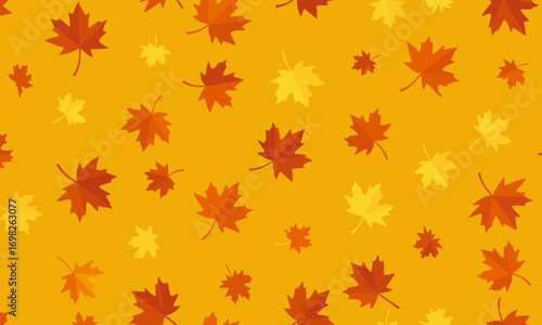 Decorative autumn leaves on orange gradient background, seasonal nature design for fall themes