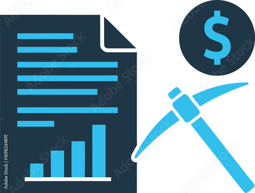 Financial data analysis with mining tools and currency symbol for investment strategy