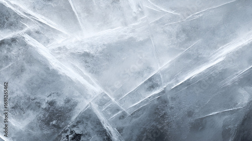 The image depicts fractured ice with sharp edges creating a textured crystalline pattern