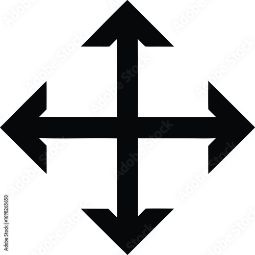 4 arrow silhouette icon on transparent background