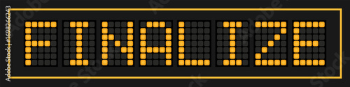 Orange color led banner in word finalize on black background
