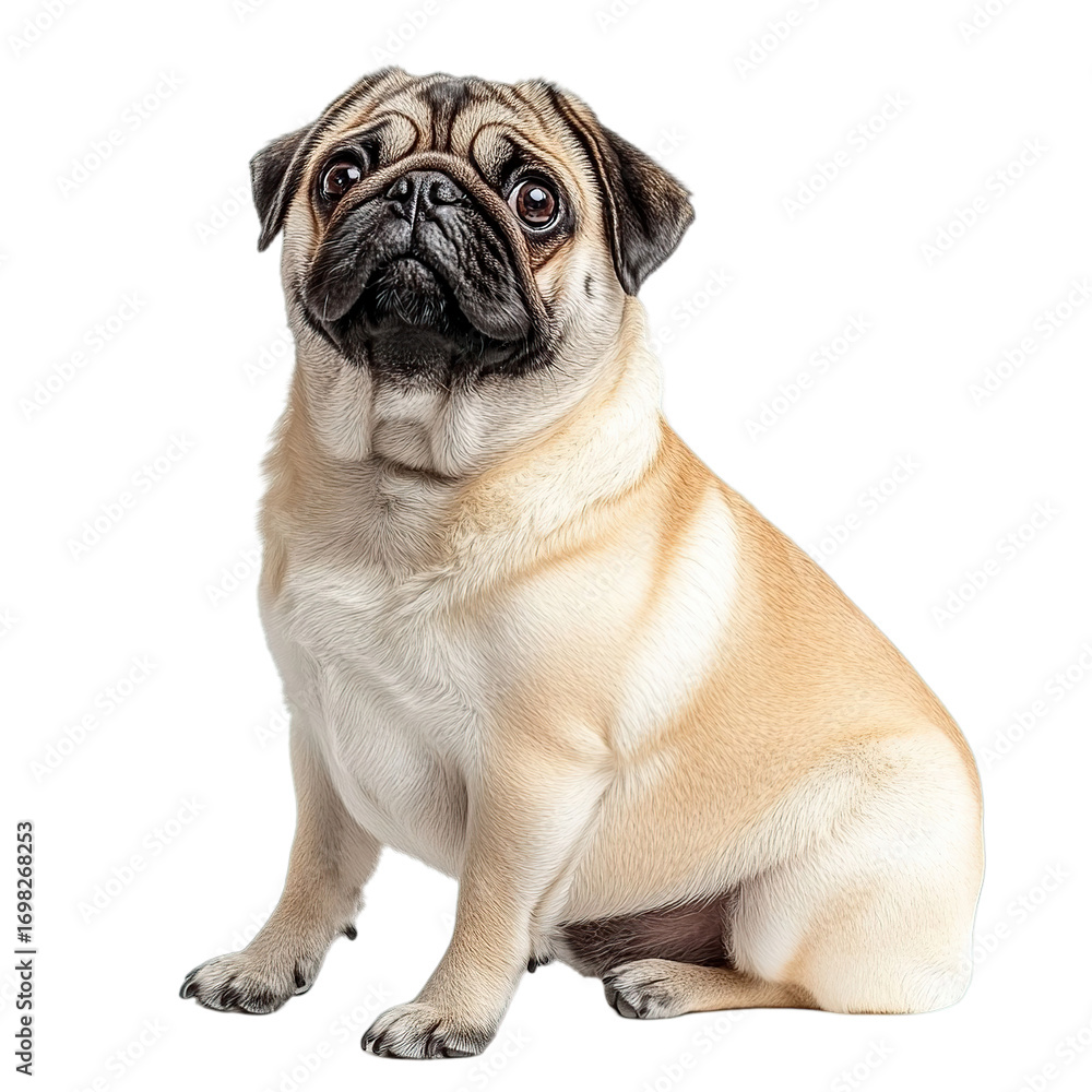 Fototapeta premium Adorable Pug Dog Sitting