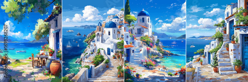 vector illustration of greek landscape
